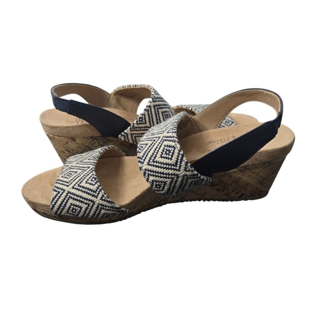 Lifestride Womens Marcela Wedge Sandals Size 6.5 Comfort Summer Cork Open Toe